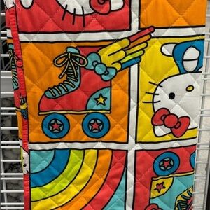 Hello Kitty twin quilted blanket quilt red blue roller skate new